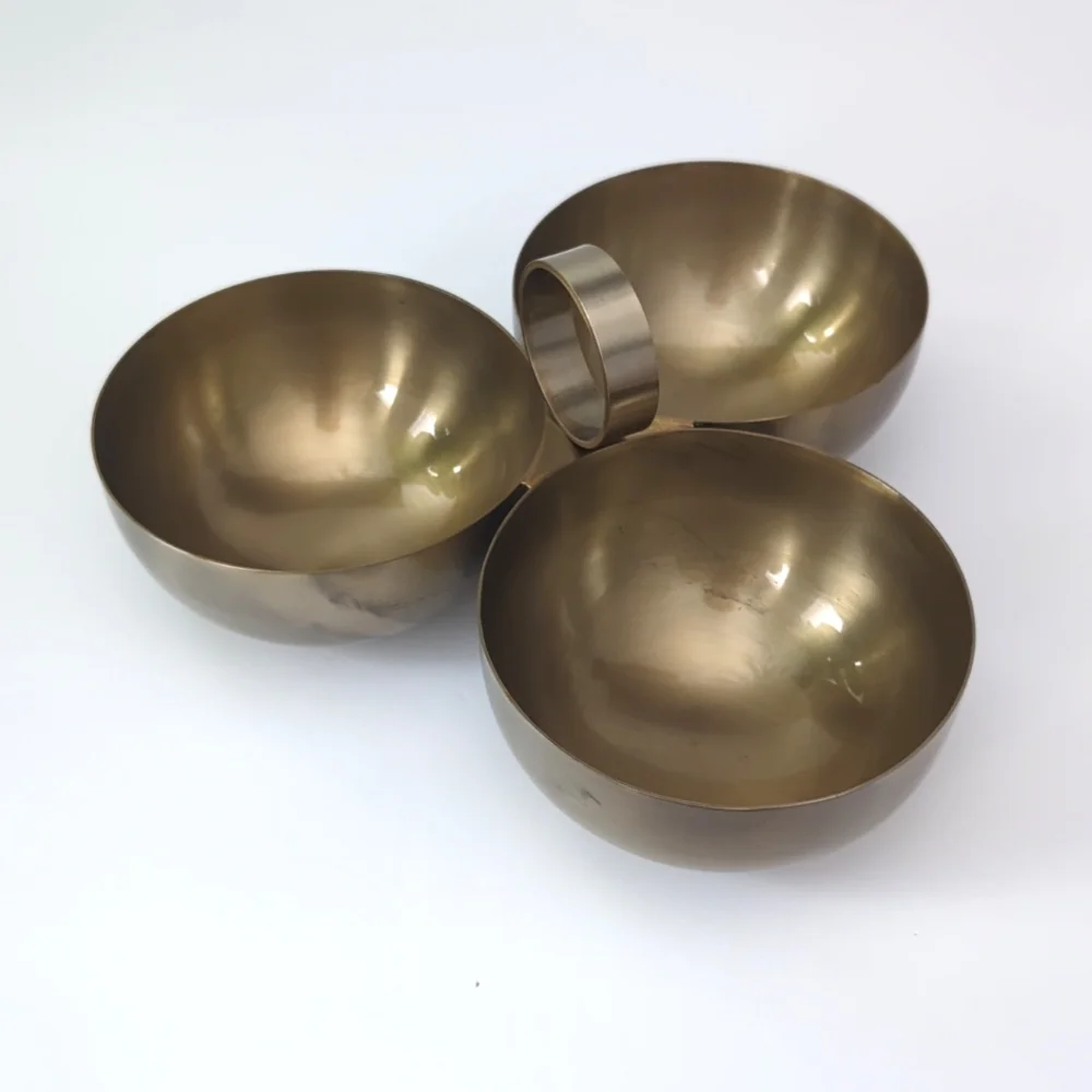 Scott Living Holiday Three Compartment Serving Bowl Antique Brass NWT